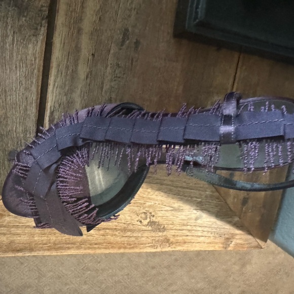 Salvatore Ferragamo Plum Peep Toe Sandal Heels Size 8.5 - Picture 4 of 15